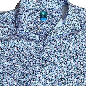 Pro tour Golf Shirt 1/4 Button White With Watermelon Print XXL Stretchy Comfy